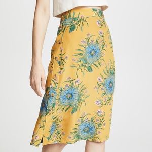 Madewell painted blooms silk side button skirt